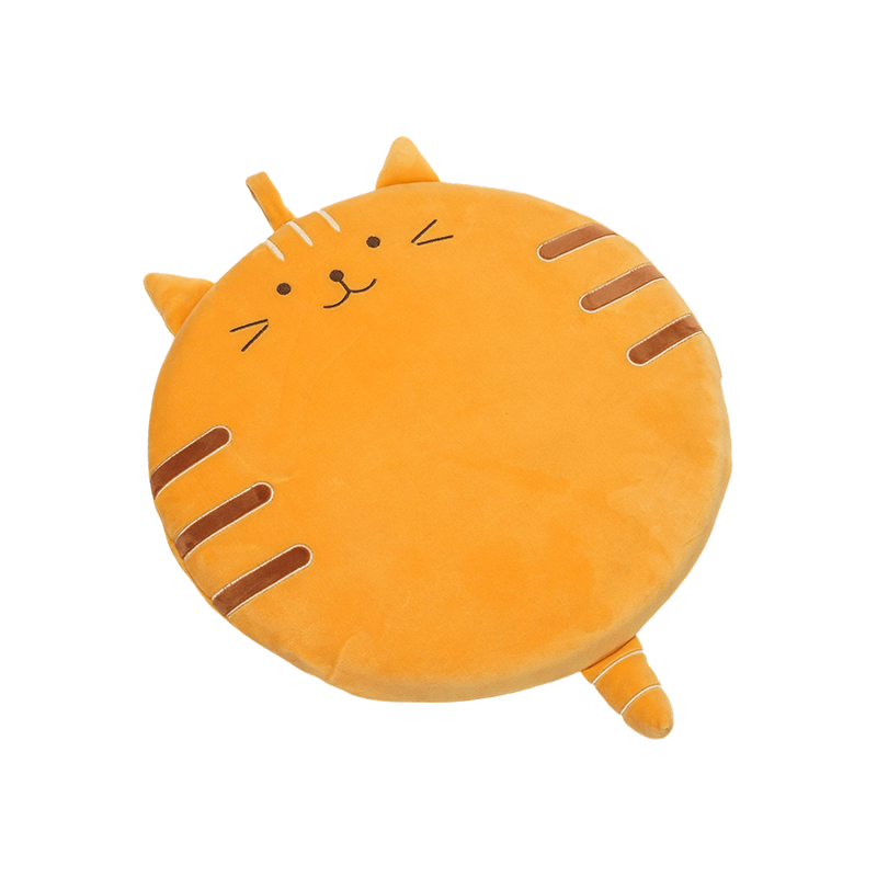 Orange lächelnde runde Plüschkissen mit Katzenmuster