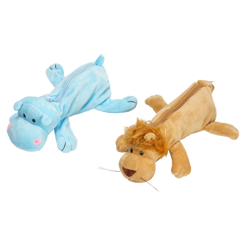 Niedliche Federmäppchen mit Nilpferd und Löwe