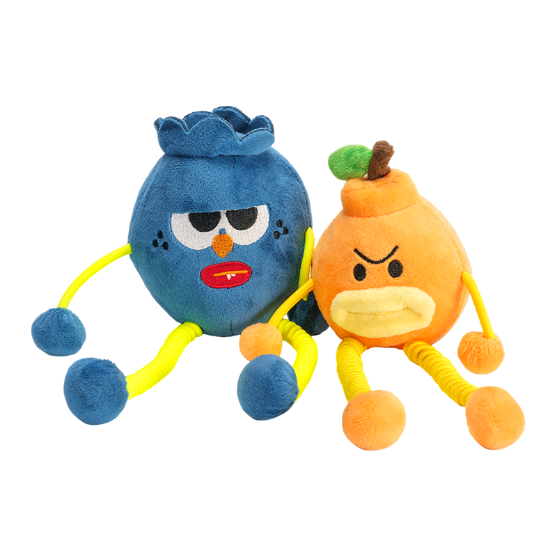 Schmollige Blaubeer- und zornige orangefarbene Plüsch-Schlüsselanhänger