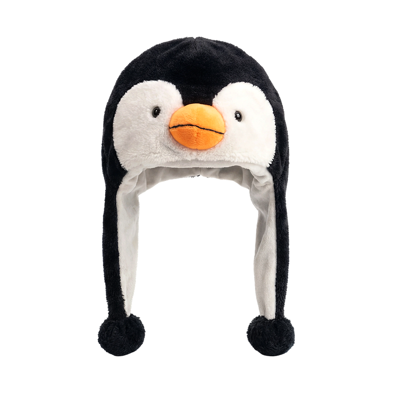 Schwarz-weißer Pinguin-Plüschhut