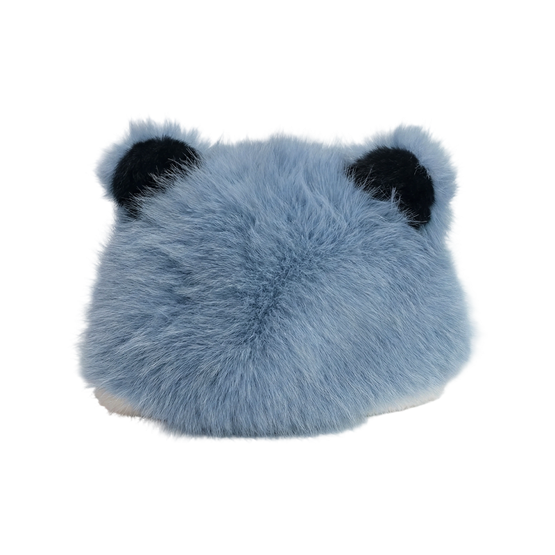Blaue Plüschmütze mit Pandaohren