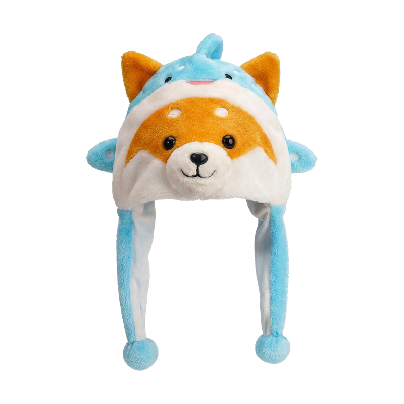 Blauer Shiba-Inu-Plüschhut