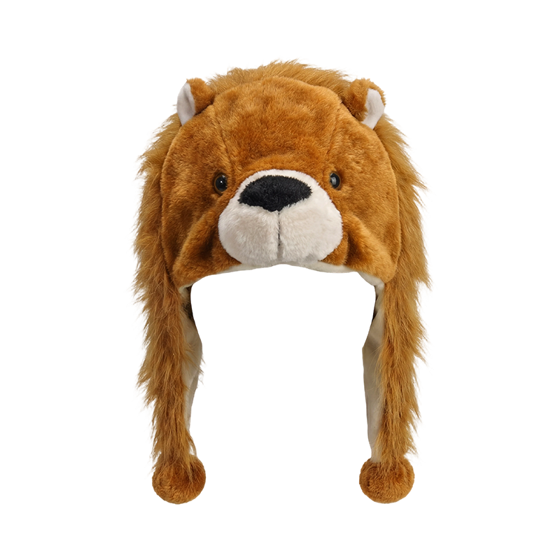 Brauner pelziger Löwe-Plüschhut