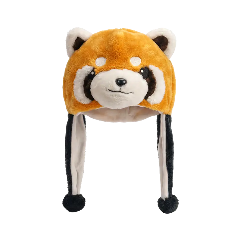 Roter Panda-Plüschhut mit braunem Körper